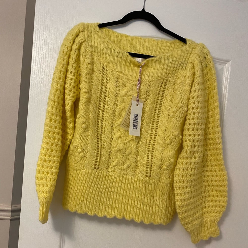 Loveshackfancy yellow knit sweater